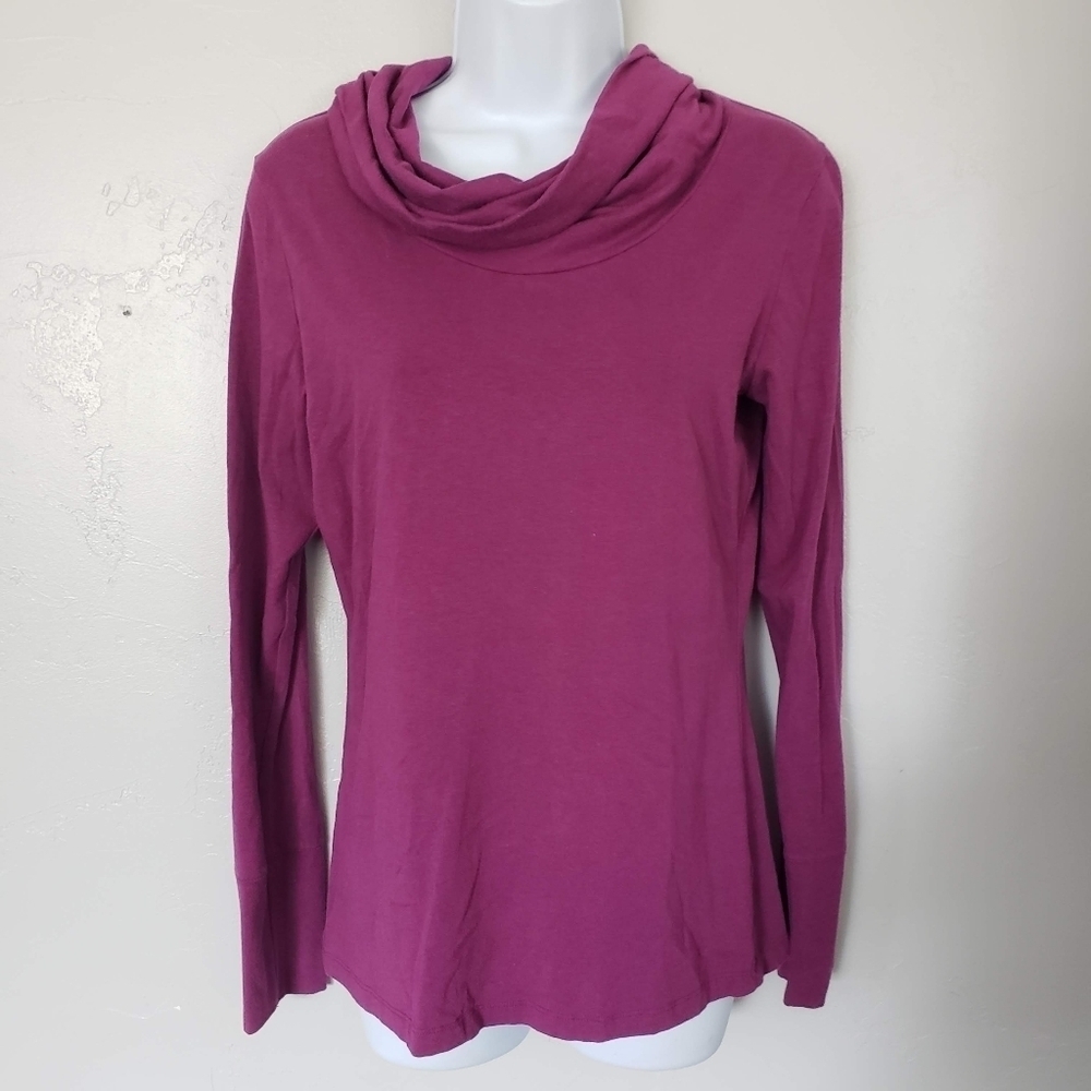 Merona Medium Long Sleeve Cowl Neck Shirt Plum Purple Soft Stretch Top Blouse